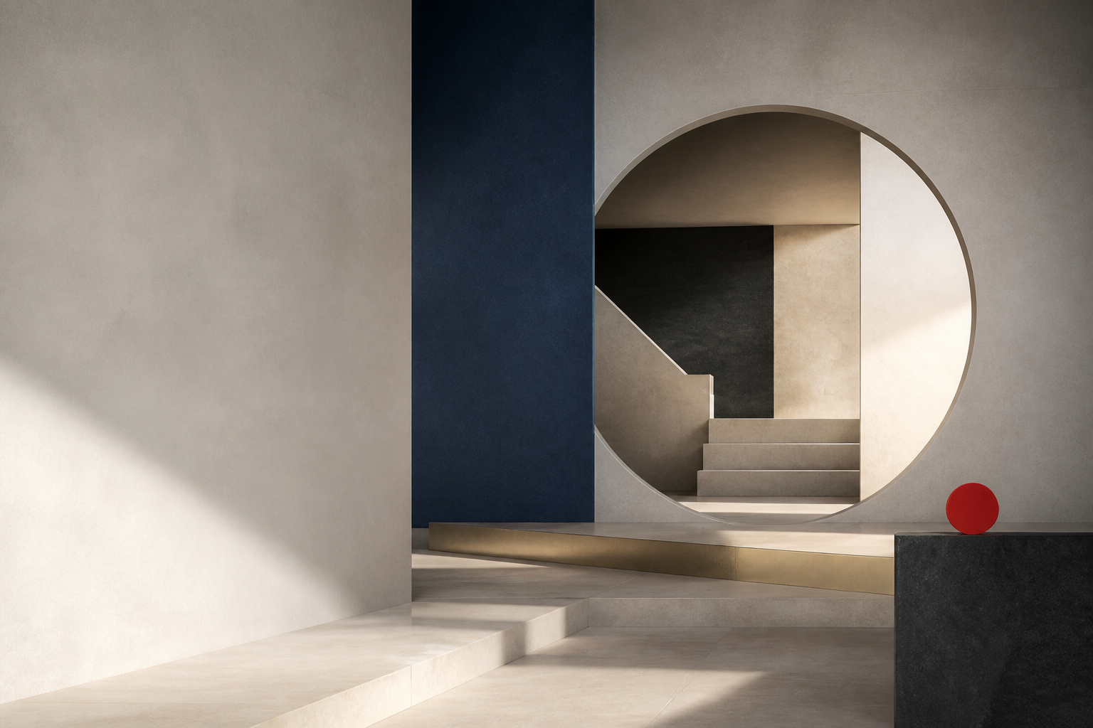 Minimal architectural interior formed by stone and shadow